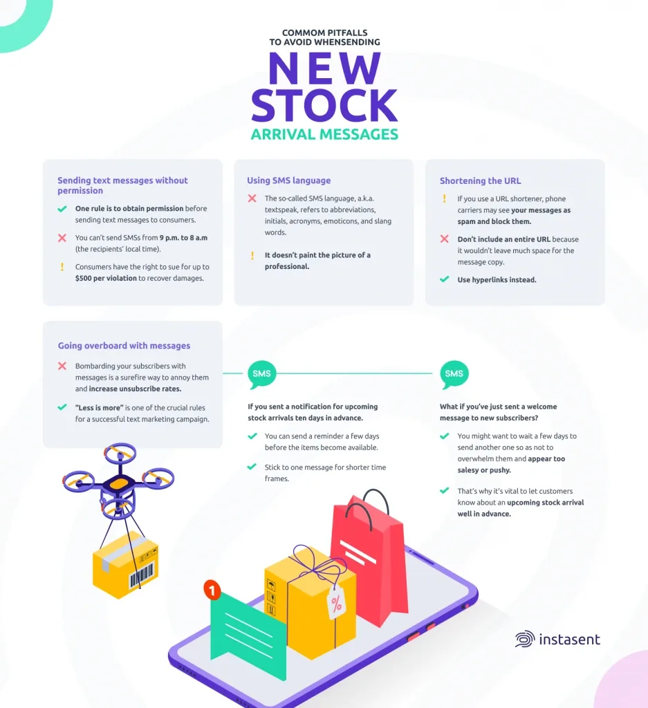 Common pitfalls to avoid when sending new stock arrival messages