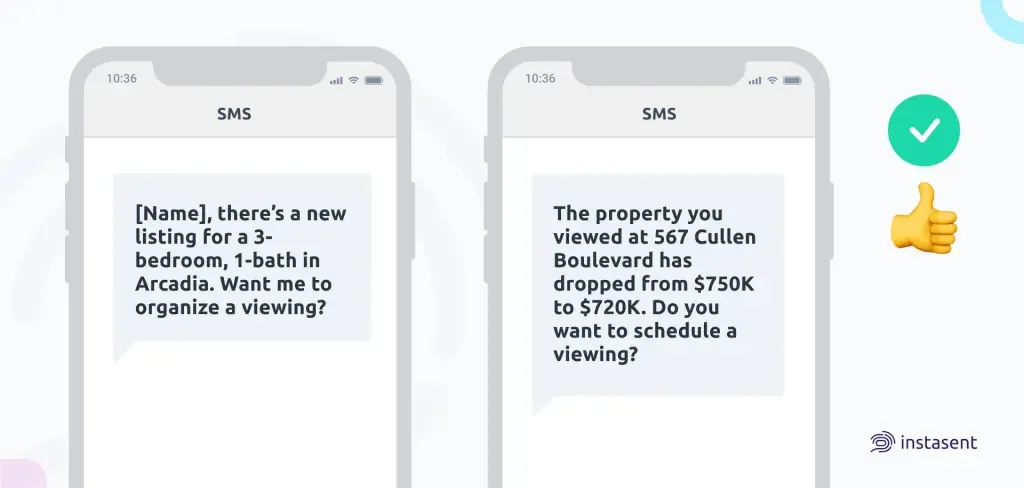Sending listings real estate sms template