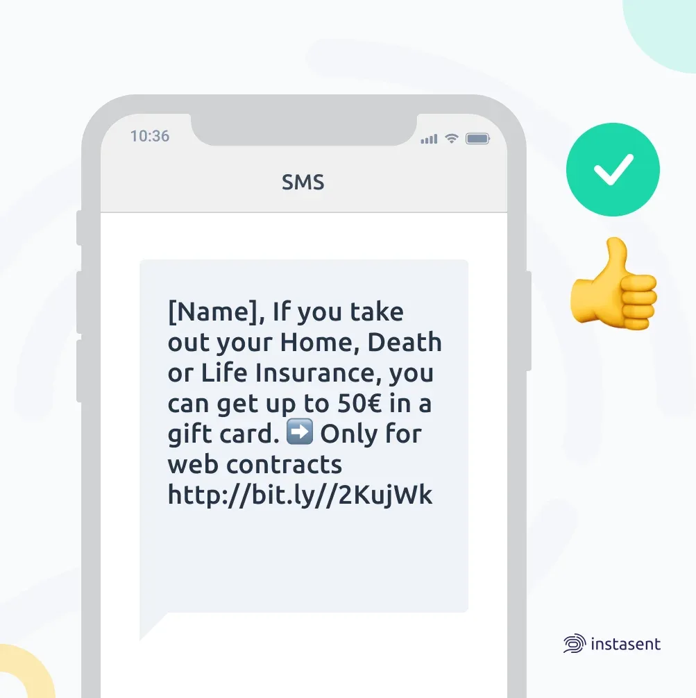 Santa Lucia insurance SMS example